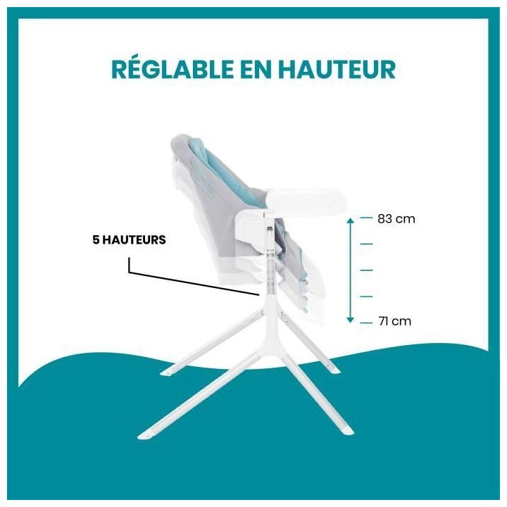 Babymoov Chaise Haute Slick 2 en 1 - Transat avec Réducteur nouveau-n
