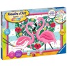 Numéro d'art - grand format - Flamingos amoureux - Ravensburger - Kit complet de Peinture au numéro - Des 9 ans