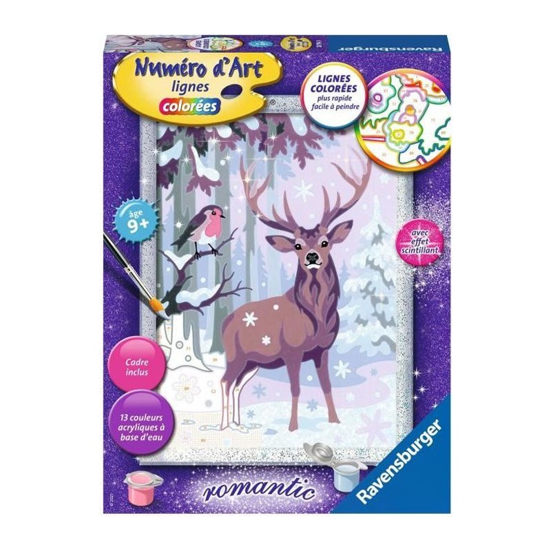 Numéro d'art - moyen format - Cerf romantique - Ravensburger - Kit complet de Peinture au numéro - Des 9 ans