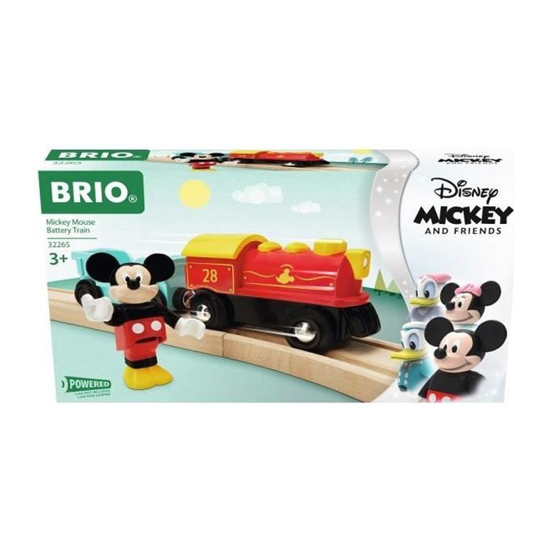 DISNEY Brio Train a pile Mickey Mouse - Train sans pile pour circuit de train en bois - Ravensburger - Des 3 ans - 32265