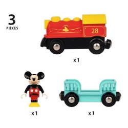 DISNEY Brio Train a pile Mickey Mouse - Train sans pile pour circuit de train en bois - Ravensburger - Des 3 ans - 32265