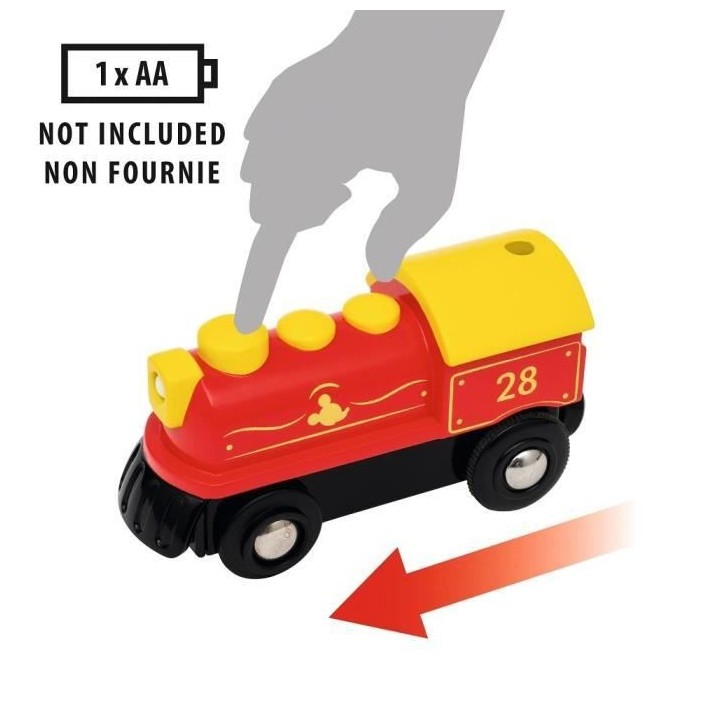 DISNEY Brio Train a pile Mickey Mouse - Train sans pile pour circuit d