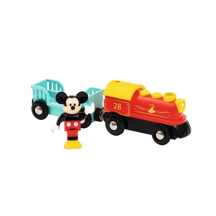 DISNEY Brio Train a pile Mickey Mouse - Train sans pile pour circuit d