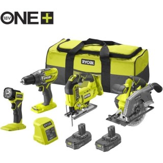 RYOBI Pack 4 outils : perceuse-visseuse, scie sauteuse, scie circulair
