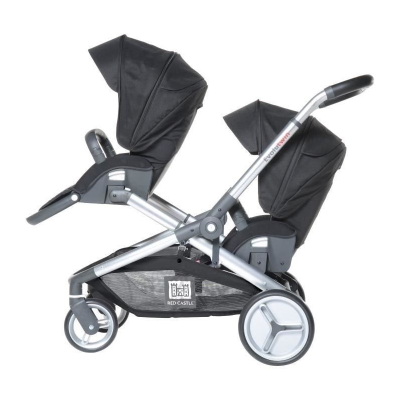 RED CASTLE Poussette double Evolutwin - Des la naissance - Jusqu'a 15kg - Dossier réglable - Noir