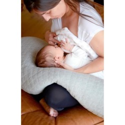 BEABA Big Flopsy™ Coussin d'allaitement et de maternité, Fleur de coton, Gris Chiné