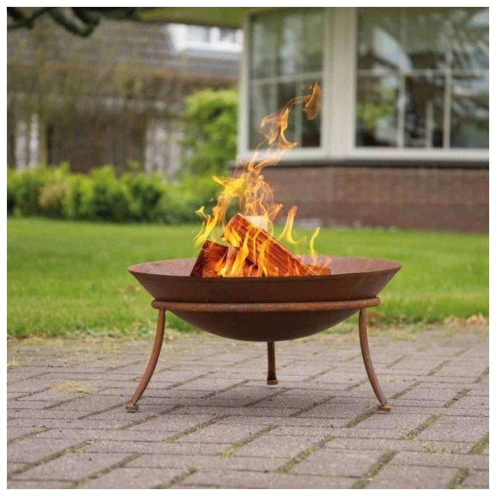 RED FIRE Brasero a bois Ø 47 cm Foyer Rouille Acier
