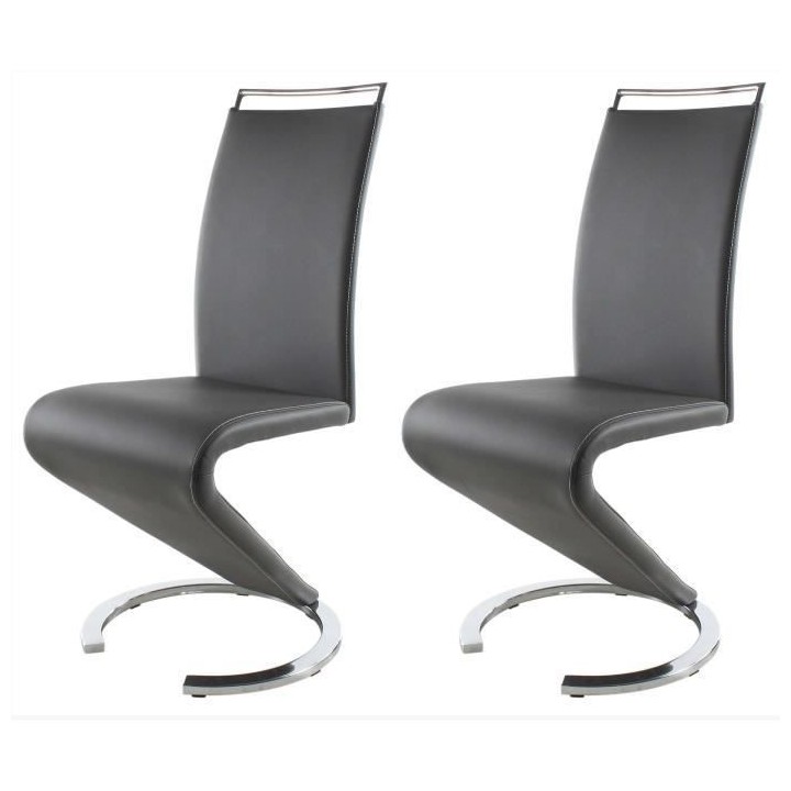 SIDNEY Lot de 2 chaises de salle a manger en métal - Revetement simil