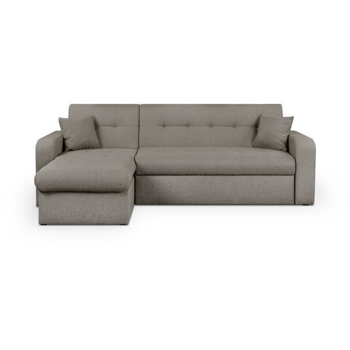 Canapé d'angle convertible et réversible 3 places ROMAN - Tissu taup