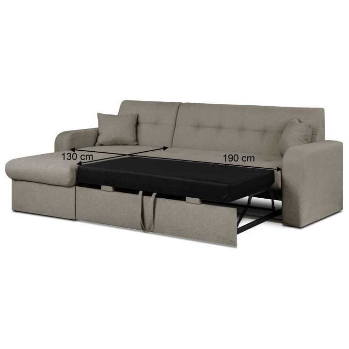 Canapé d'angle convertible et réversible 3 places ROMAN - Tissu taup