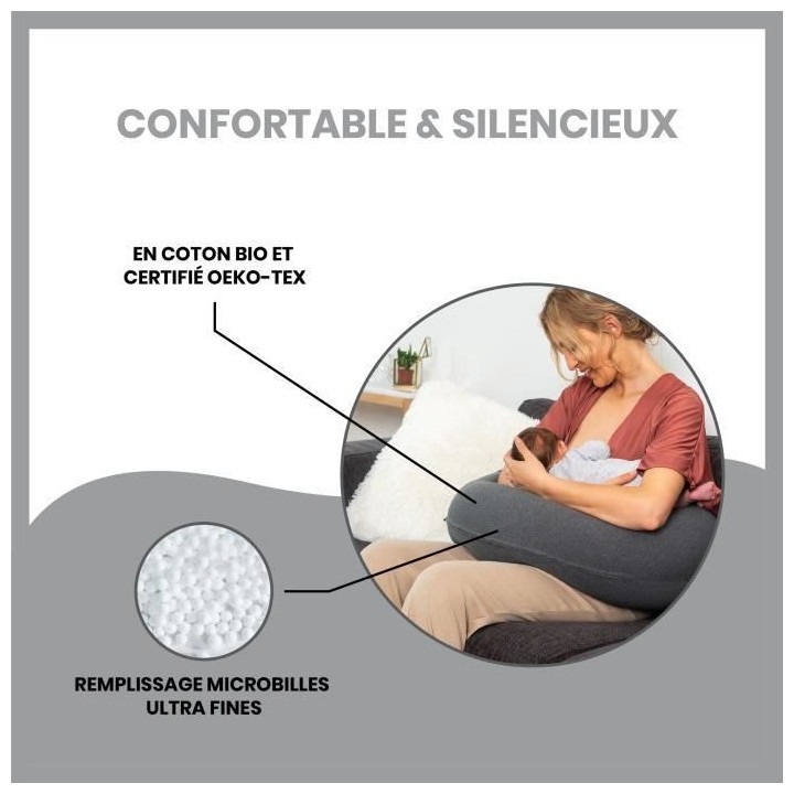Babymoov Coussin de Maternité doomoo Buddy Chiné Anthracite