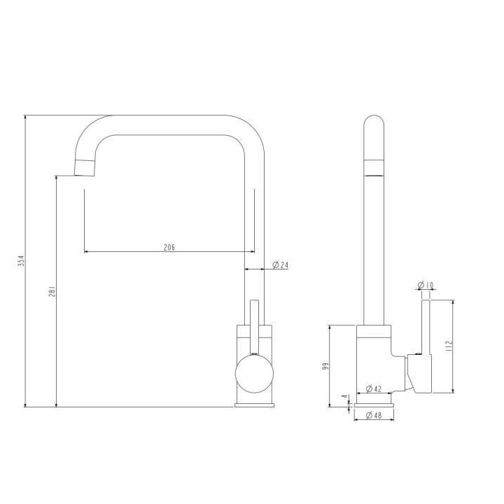 ROUSSEAU Robinet mitigeur de cuisine Kiloo - Sans douchette - Gris ino