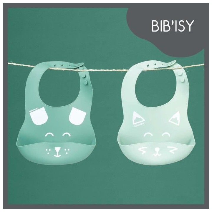 Babymoov Lot de 2 bavoirs en silicone BIB'ISY, avec poche ventrale
