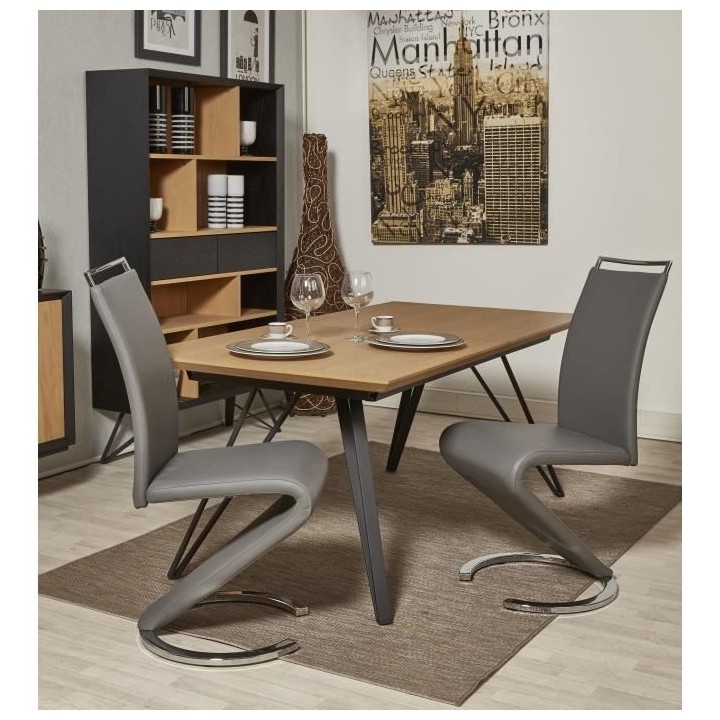 SIDNEY Lot de 2 chaises de salle a manger en métal - Revetement simil