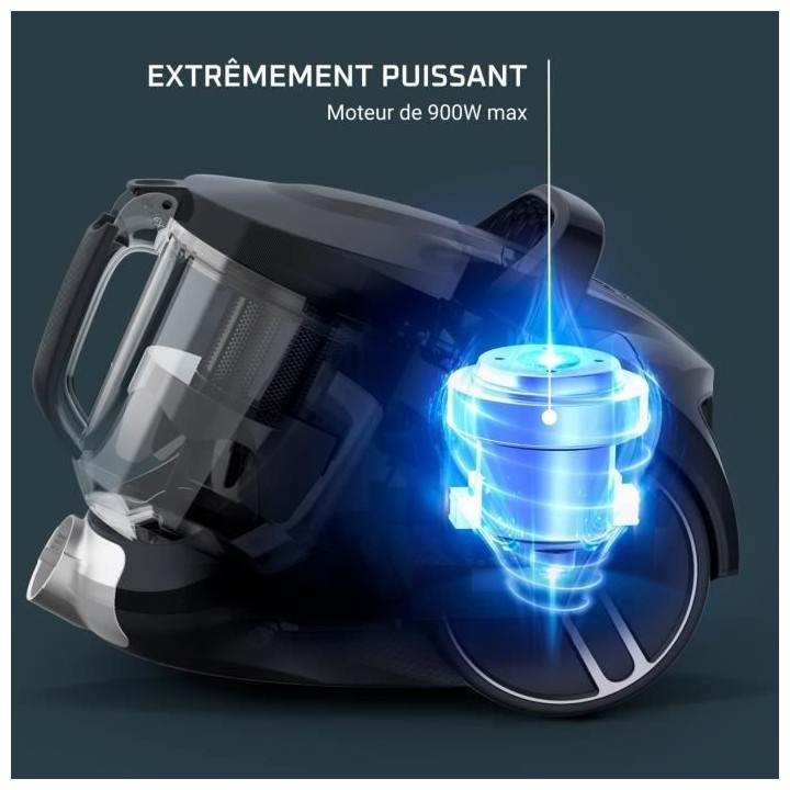 ROWENTA Aspirateur sans sac, Moteur basse consommation de 900 W, Haut