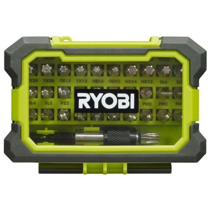 Coffret renforcé RYOBI 32 embouts de vissage - porte-embouts a fixati