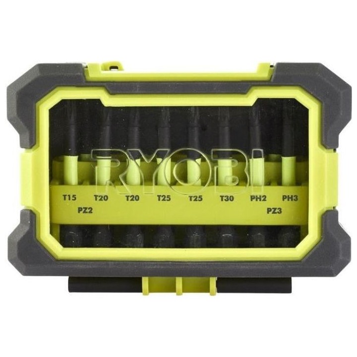 Coffret antichocs accessoires de vissage Ryobi 10 pieces RAK10MSDI