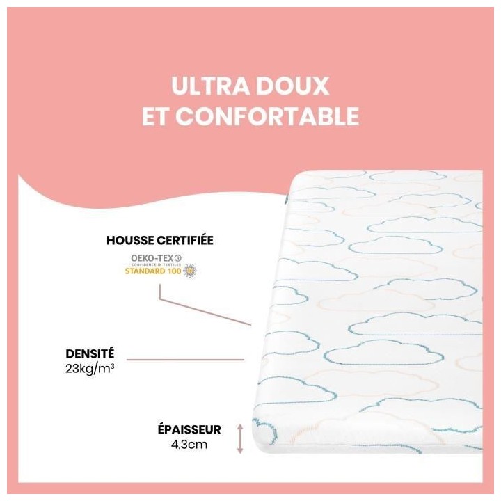 Babymoov Matelas de voyage Cosy'Lite Nomad 60x120cm, oeko Tex, Eco-con