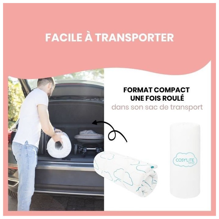 Babymoov Matelas de voyage Cosy'Lite Nomad 60x120cm, oeko Tex, Eco-con