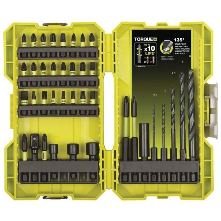 Coffret empilable impact RYOBI 38 accessoires perçage-vissage-boulonn