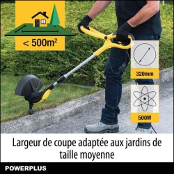 Powerplus Coupe-Bordure Électrique POWXG30033 - 500 W, 320 mm Ø, Jardinage Outillage, Coupe-Herbe & Coupe-Bordures pour votre