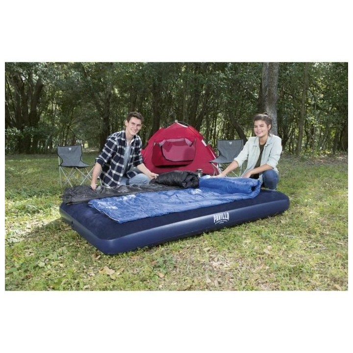 BESTWAY Matelas gonflable floqué Horizon Double – 2 places – Bleu