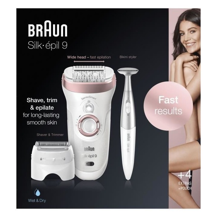 Braun Silk-épil 9 Épilateur Électrique Femme, Une Épilation Longu
