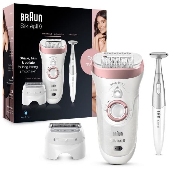 Braun Silk-épil 9 Épilateur Électrique Femme, Une Épilation Longu