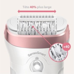 Braun Silk-épil 9 Épilateur Électrique Femme, Une Épilation Longue Durée Blanc/Or Rose, Épilation Sans Fil Wet?&?Dry, 9-8