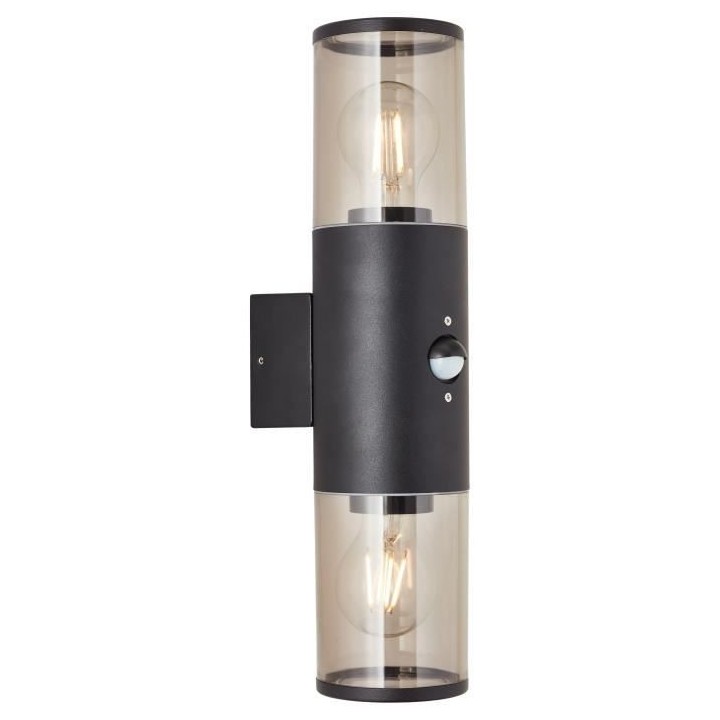 SERGIORO Applique extérieure 2L avec détecteur, noir depoli, 2xE27 2