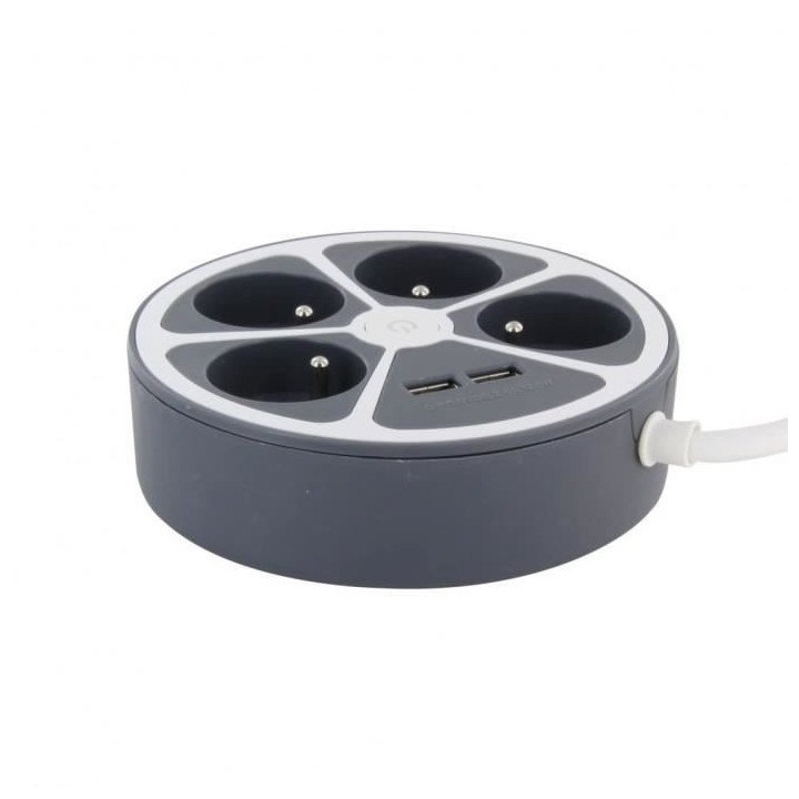 Chacon Multiprise bureau 16A.250V-Max 3680W  4x16A+2USBA cable 1,5m- C