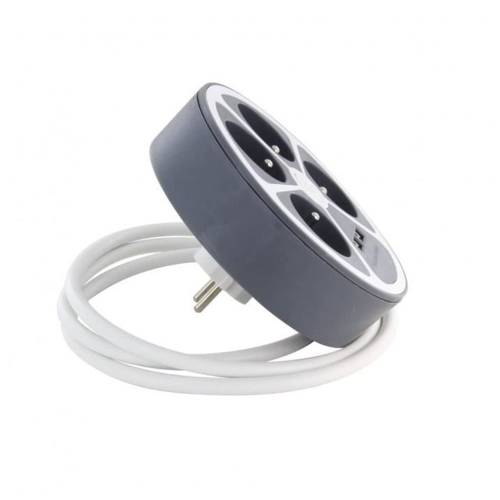 Chacon Multiprise bureau 16A.250V-Max 3680W  4x16A+2USBA cable 1,5m- C