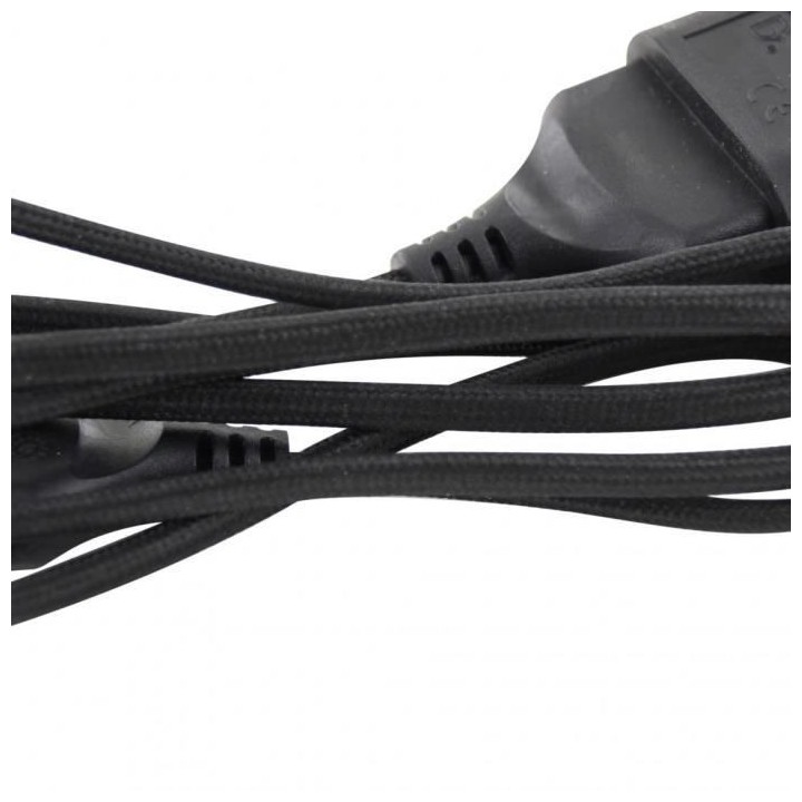 Chacon Rallonge textile noire 6A - 1,5m. Fiche noire