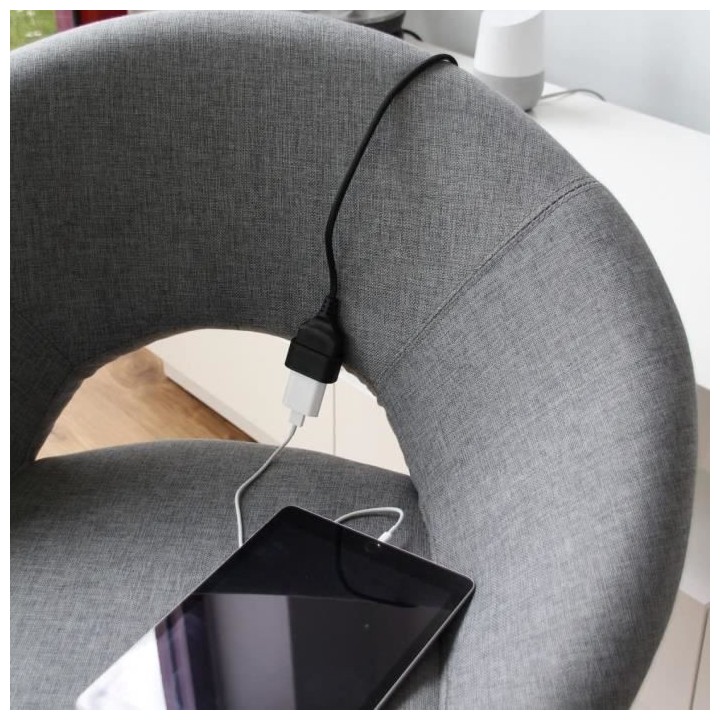 Chacon Rallonge textile noire 6A - 1,5m. Fiche noire