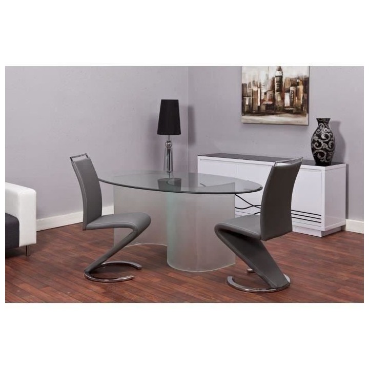 SIDNEY Lot de 2 chaises de salle a manger en métal - Revetement simil