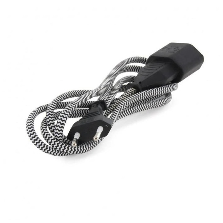 Chacon Rallonge textile noire/blanc 6A - 1,5m-Fiche noire