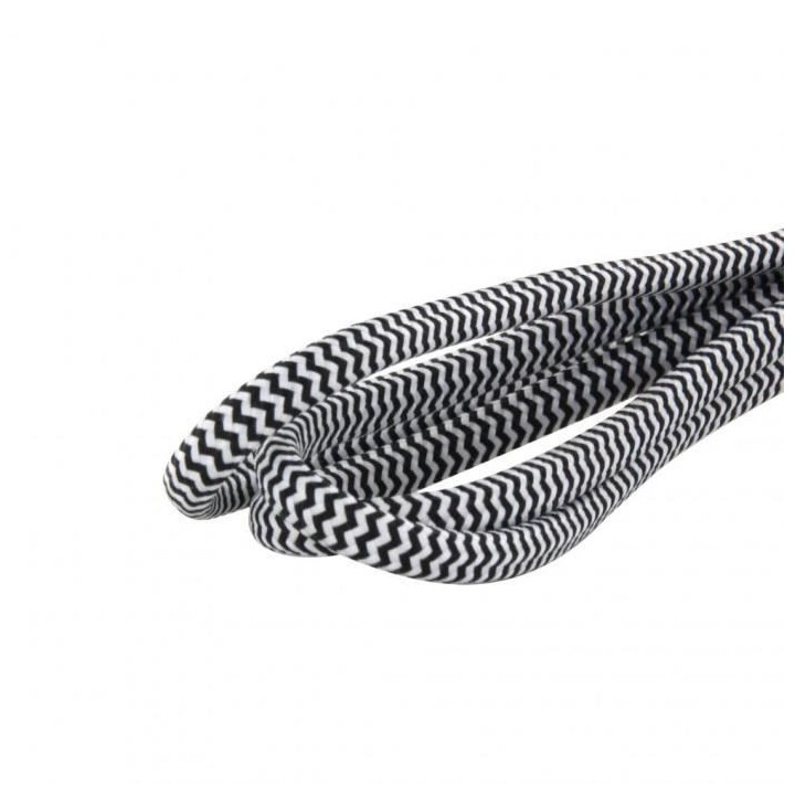 Chacon Rallonge textile noire/blanc 6A - 1,5m-Fiche noire
