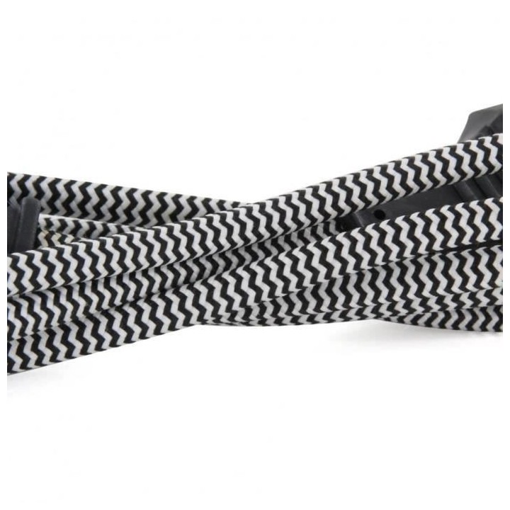 Chacon Rallonge textile noire/blanc 6A - 1,5m-Fiche noire