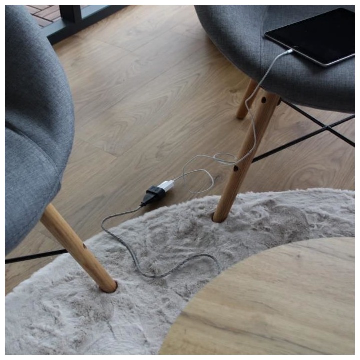 Chacon Rallonge textile noire/blanc 6A - 1,5m-Fiche noire