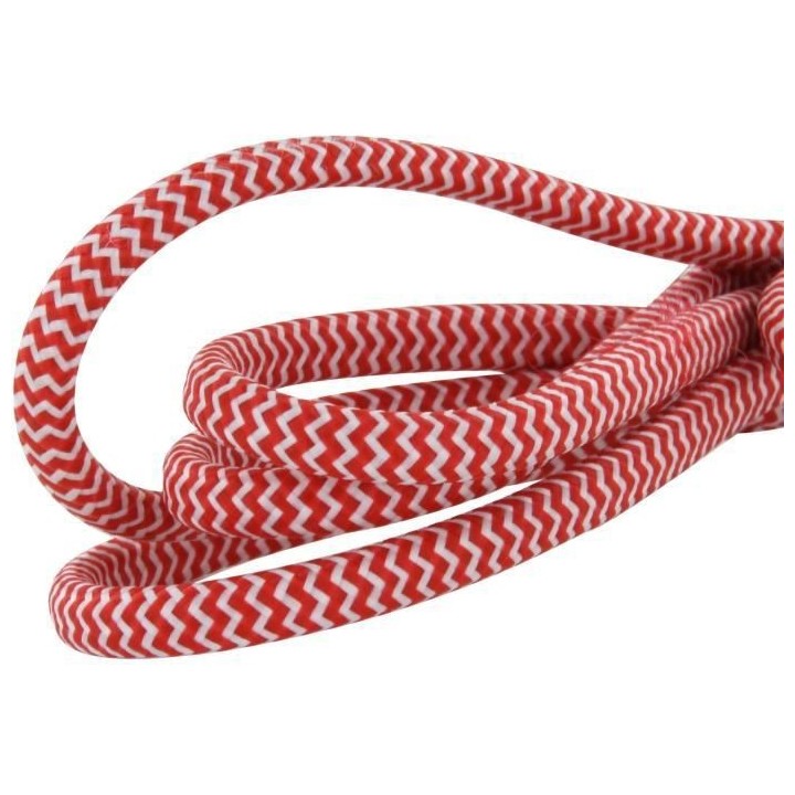 Chacon Rallonge textile rouge/blanc 6A - 1,5m -Fiche blanche