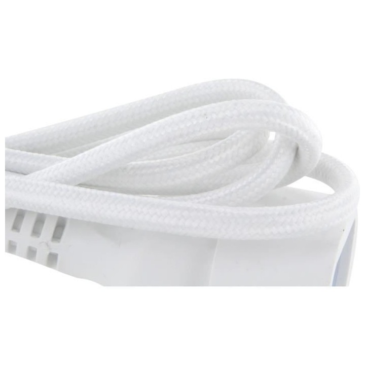 Chacon Rallonge textile blanc 6A - 1,5m-Fiche blanche