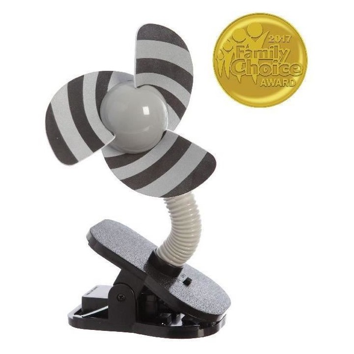 TEE-ZED VENTILATEUR DE POUSSETTE a CLIPSER - NOIR ET BLANC