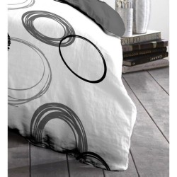 Parure de couette microfibre Audace - 1 housse de couette 140x200 cm + 1 taie d'oreiller 63x63 cm - Gris clair - HOME LINGE PASS