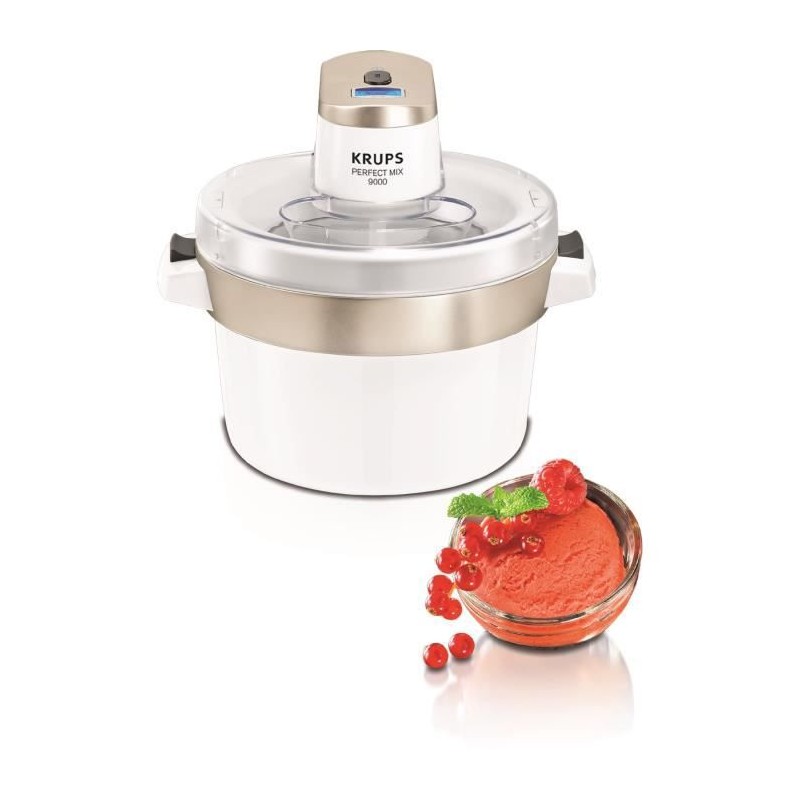 KRUPS Sorbetiere, Capacité 1,6 L, Utilisation simple, Couvercle anti-éclaboussure, Machine a glace, Cremes glacées, Sorbets G