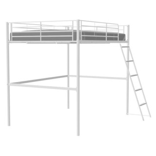 Lit mezzanine ELIOT 140 x 190 cm - Métal - Sommier inclus - Blanc
