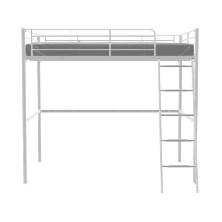 Lit mezzanine ELIOT 140 x 190 cm - Métal - Sommier inclus - Blanc