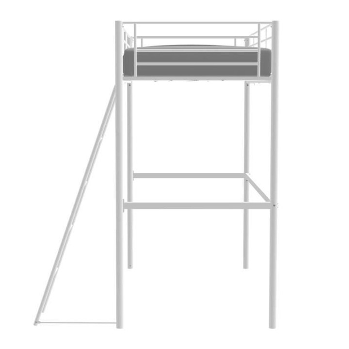 Lit mezzanine ELIOT 90 x 190 cm - Métal - Sommier inclus - Blanc