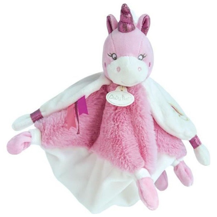 BABY NAT' Poupi et poussieres d'étoiles - Doudou Licorne 25cm - rose