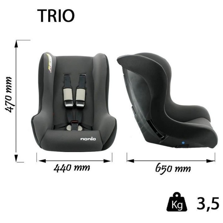 Siege auto NANIA TRIO Groupe 0/1/2 (0-25Kg) - Dos route 0-10 Kg - Acce