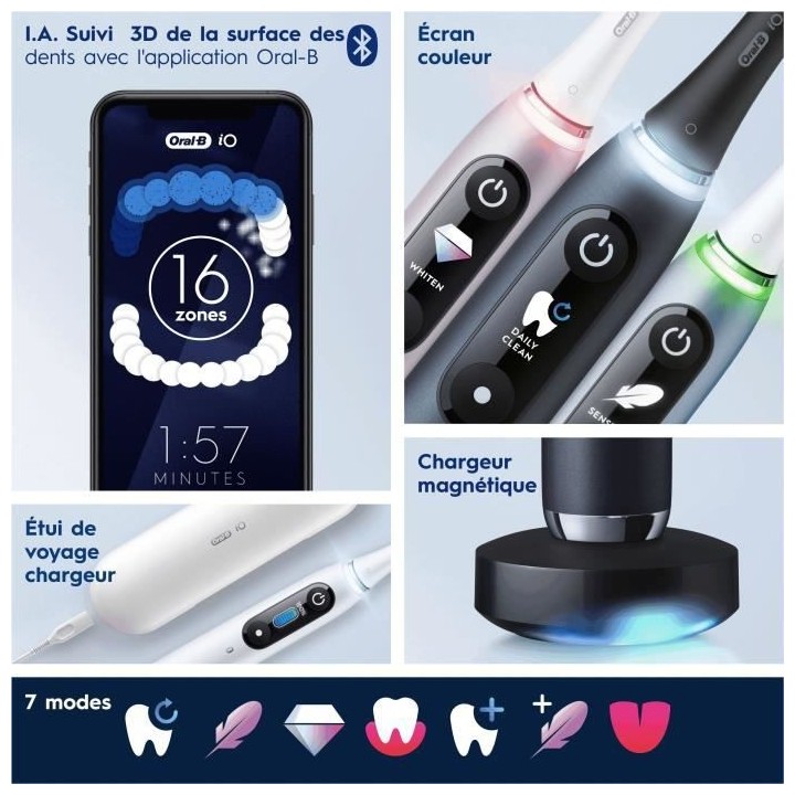 Brosse a Dents Électrique Oral-B iO 9 - Noire - connectée Bluetooth,